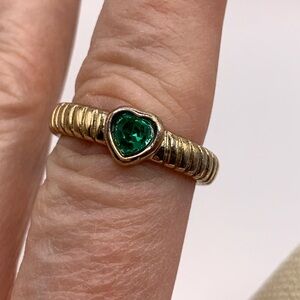 Heart Ring with GENUINE Green Tourmaline Stone